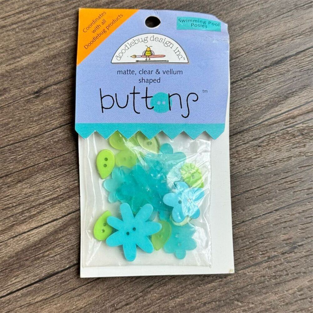 NEW Vintage Y2K Doodlebug Design Inc Flower Buttons Swimming Pool Posies 18 Pc